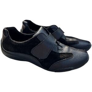 Dr. Scholl's Suede Leather Slip On Sneakers Work Shoes E7K-01 Size 7.5 Black